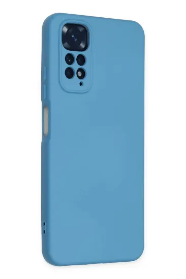 Newface Xiaomi Redmi Note 11 Kılıf Nano içi Kadife Silikon - Mavi resmi