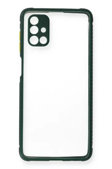 Newface Samsung Galaxy M51 Kılıf Miami Şeffaf Silikon - Koyu Yeşil resmi