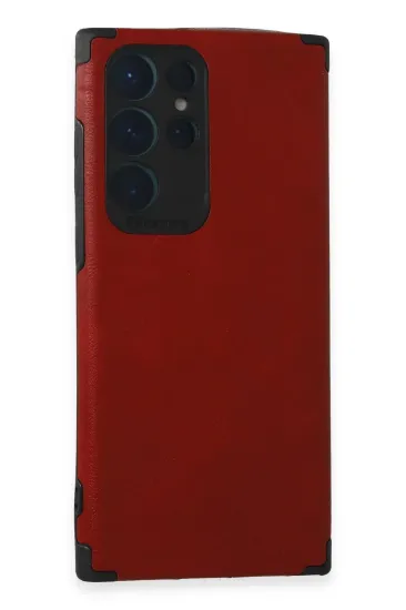 Newface Samsung Galaxy S22 Ultra Kılıf Loop Deri Silikon - Kırmızı resmi