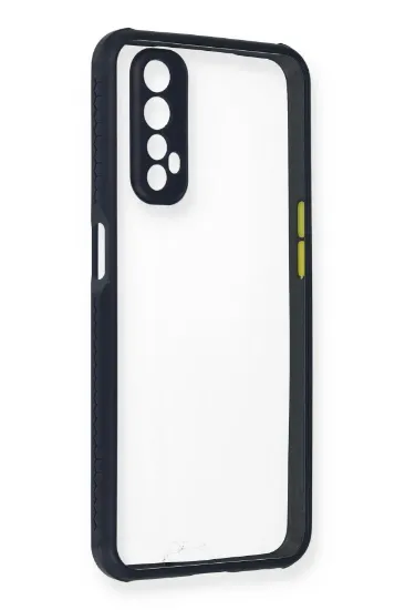Newface Realme 7 Kılıf Miami Şeffaf Silikon - Lacivert resmi