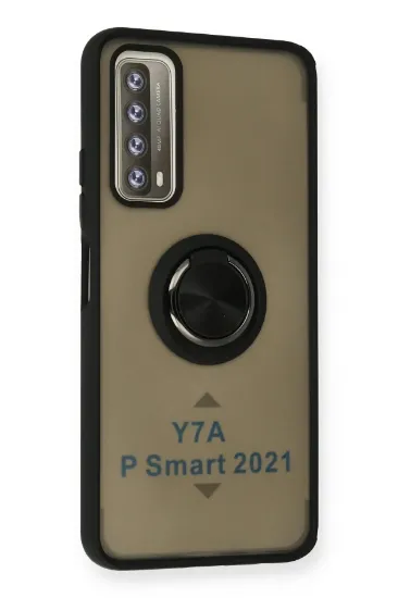 Newface Huawei P Smart 2021 Kılıf Montreal Yüzüklü Silikon Kapak - Siyah resmi