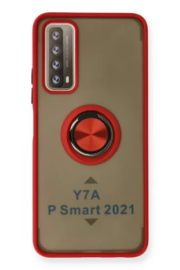 Newface Huawei P Smart 2021 Kılıf Montreal Yüzüklü Silikon Kapak - Kırmızı resmi