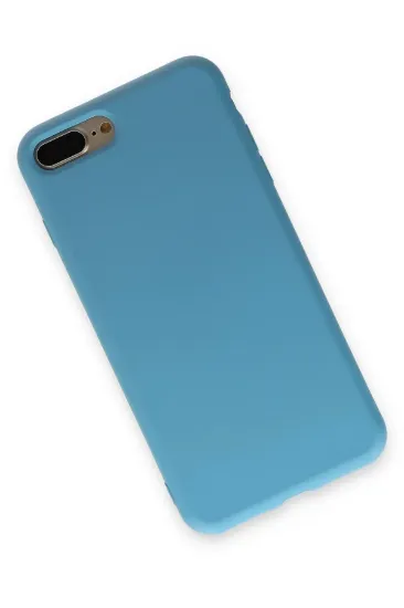 Newface iPhone 7 Plus Kılıf Nano içi Kadife Silikon - Mavi resmi