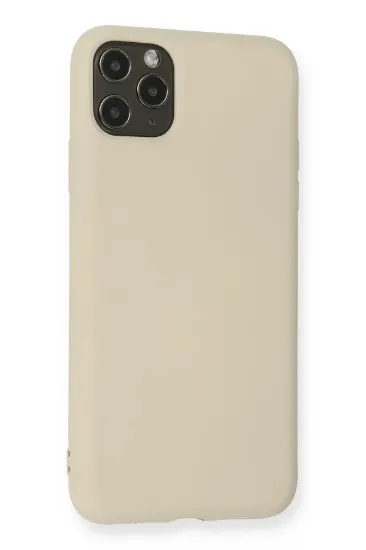 Newface iPhone 11 Pro Max Kılıf Nano içi Kadife Silikon - Bej resmi
