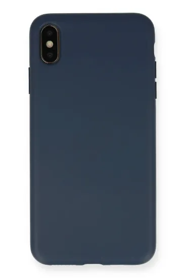 Newface iPhone XS Max Kılıf Nano içi Kadife Silikon - Lacivert resmi