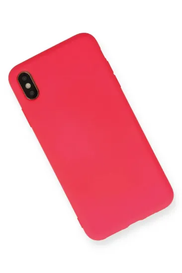 Newface iPhone XS Max Kılıf Nano içi Kadife Silikon - Koyu Pembe resmi