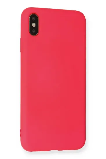Newface iPhone XS Max Kılıf Nano içi Kadife Silikon - Koyu Pembe resmi