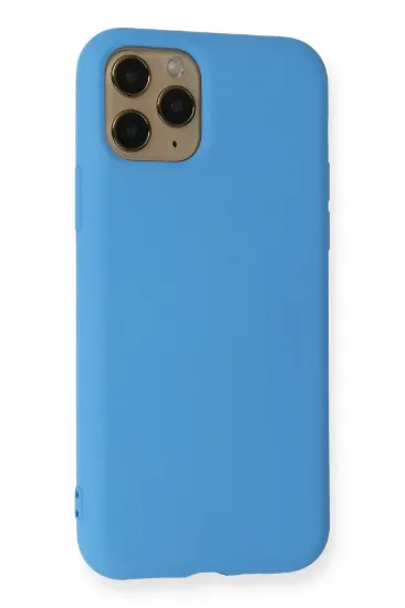 Newface iPhone 11 Pro Kılıf Nano içi Kadife Silikon - Mavi resmi