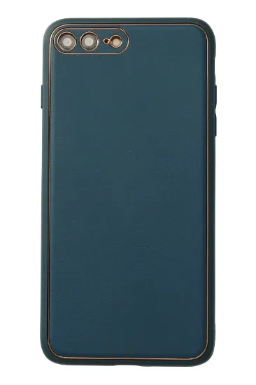 Newface iPhone 7 Plus Kılıf Coco Deri Silikon Kapak - Mavi resmi