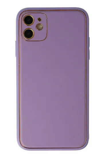 Newface iPhone 12 Kılıf Coco Deri Silikon Kapak - Lila resmi