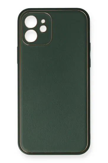 Newface iPhone 12 Mini Kılıf Coco Deri Silikon Kapak - Yeşil resmi