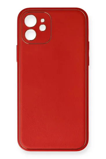 Newface iPhone 12 Mini Kılıf Coco Deri Silikon Kapak - Kırmızı resmi