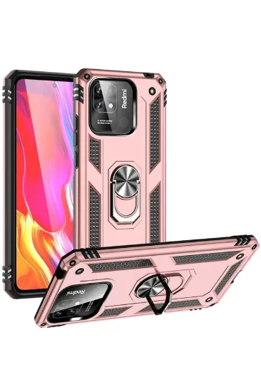 Newface Xiaomi Redmi 10C Kılıf Sofya Yüzüklü Silikon Kapak - Rose resmi