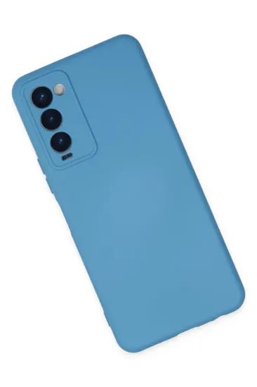 Newface Tecno Camon 18 Kılıf Nano içi Kadife Silikon - Mavi resmi