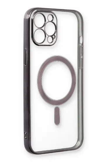 Newface iPhone 12 Pro Max Kılıf Magneticsafe Lazer Silikon - Siyah resmi