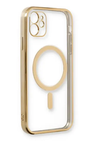 Newface iPhone 12 Kılıf Magneticsafe Lazer Silikon - Gold resmi
