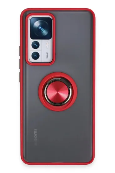 Newface Xiaomi Mi 12T Pro Kılıf Montreal Yüzüklü Silikon Kapak - Kırmızı resmi
