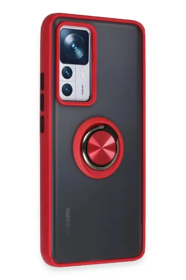 Newface Xiaomi Mi 12T Pro Kılıf Montreal Yüzüklü Silikon Kapak - Kırmızı resmi