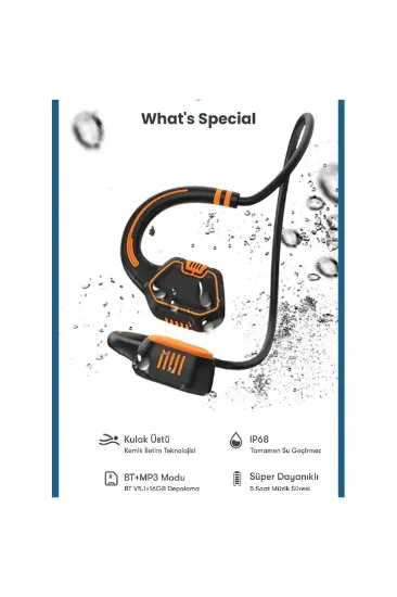 Newface AS9 Suya Dayanıklı Bluetooth Kulaklık - Siyah resmi