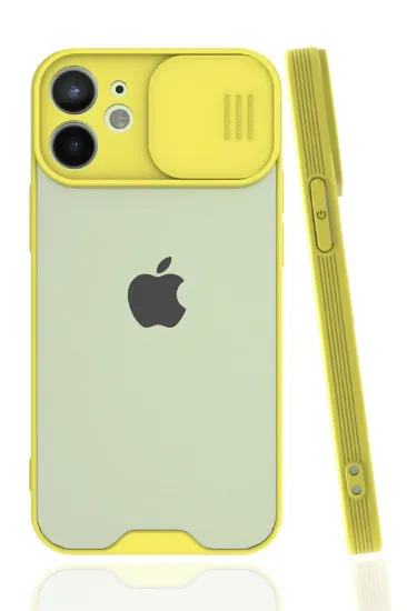 Newface iPhone 12 Mini Kılıf Platin Kamera Koruma Silikon - Sarı resmi