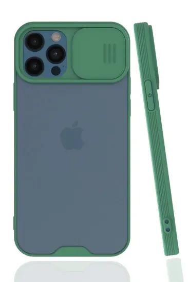 Newface iPhone 12 Pro Max Kılıf Platin Kamera Koruma Silikon - Yeşil resmi