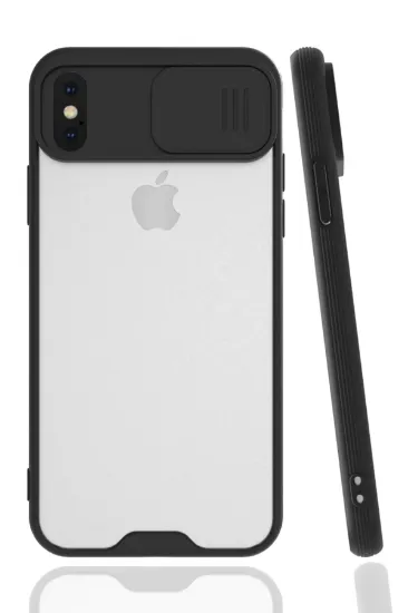Newface iPhone X Kılıf Platin Kamera Koruma Silikon - Siyah resmi