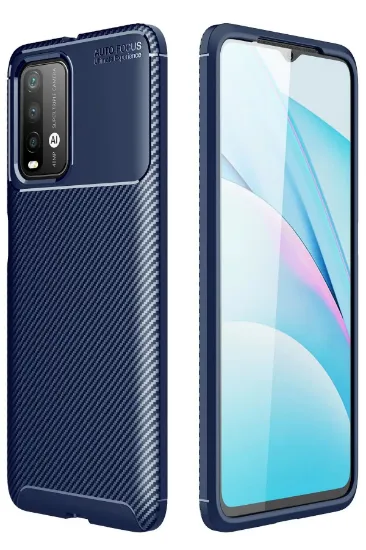 Newface Xiaomi Redmi 9T Kılıf Auto Focus Karbon Kapak - Lacivert resmi