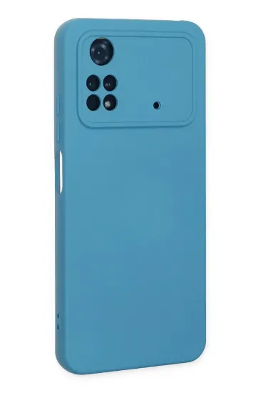 Newface Xiaomi Poco M4 Pro 4G Kılıf Nano içi Kadife Silikon - Mavi resmi