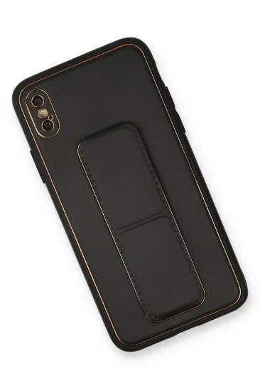 Newface iPhone XS Max Kılıf Coco Deri Standlı Kapak - Siyah resmi