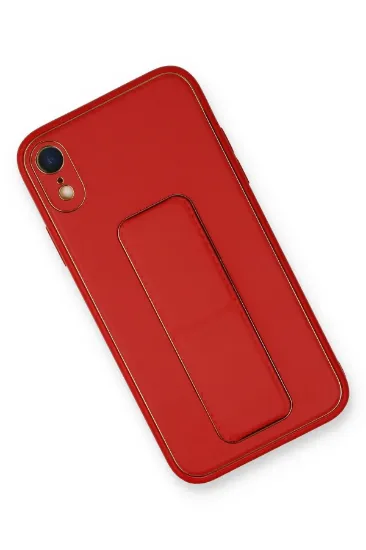 Newface iPhone XR Kılıf Coco Deri Standlı Kapak - Kırmızı resmi