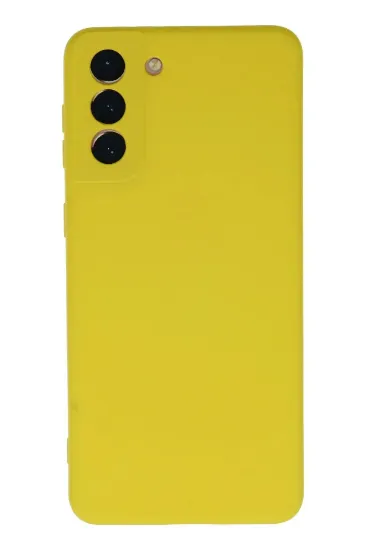 Newface Samsung Galaxy S21 Plus Kılıf Nano içi Kadife Silikon - Sarı resmi