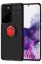 Newface Samsung Galaxy S21 Ultra Kılıf Range Yüzüklü Silikon - Siyah-Kırmızı resmi
