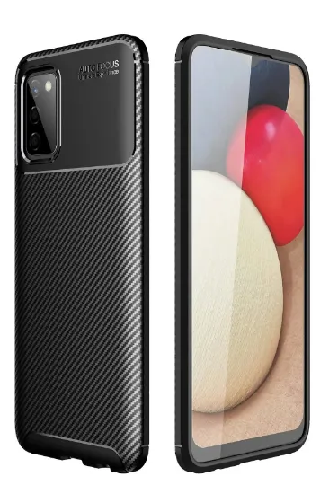 Newface Samsung Galaxy A02S Kılıf Auto Focus Karbon Kapak - Siyah resmi
