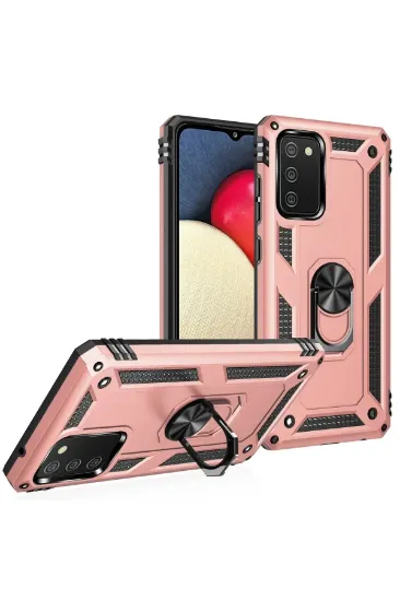 Newface Samsung Galaxy A02S Kılıf Sofya Yüzüklü Silikon Kapak - Rose resmi
