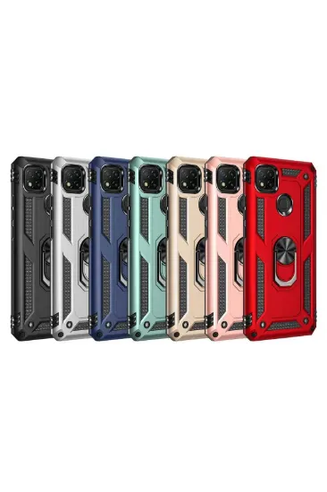 Newface Xiaomi Redmi 9C Kılıf Sofya Yüzüklü Silikon Kapak - Gold resmi