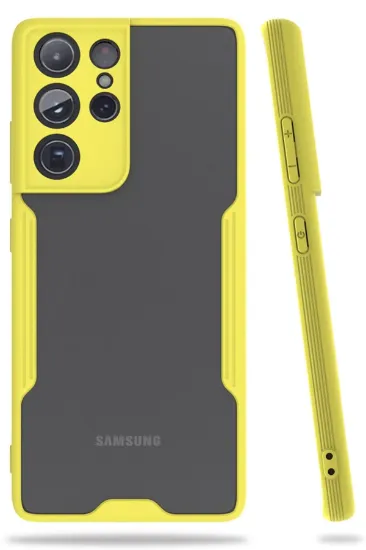 Newface Samsung Galaxy S21 Ultra Kılıf Platin Silikon - Sarı resmi