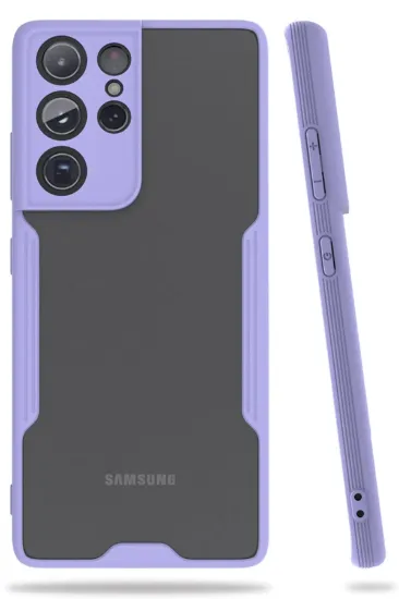 Newface Samsung Galaxy S21 Ultra Kılıf Platin Silikon - Lila resmi