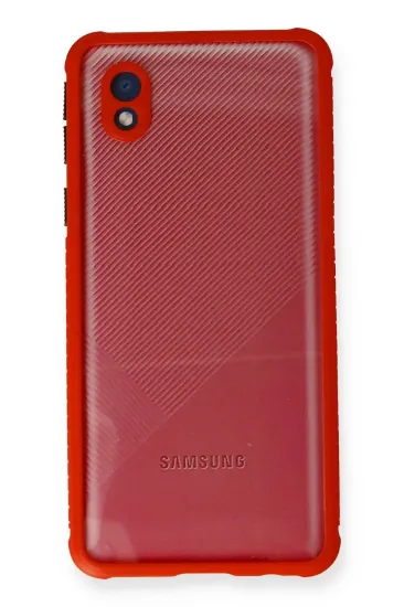 Newface Samsung Galaxy A01 Core Kılıf Miami Şeffaf Silikon - Kırmızı resmi
