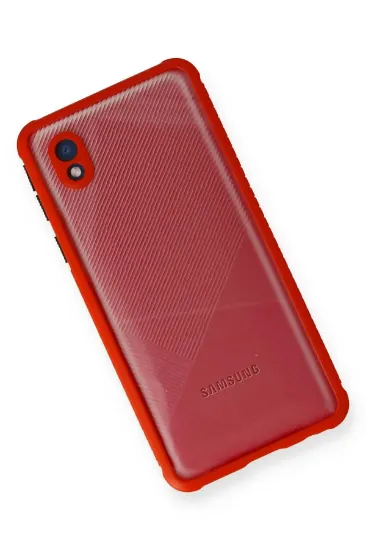 Newface Samsung Galaxy A01 Core Kılıf Miami Şeffaf Silikon - Kırmızı resmi
