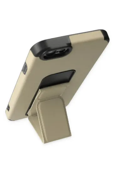 Newface iPhone 6 Kılıf Mega Standlı Silikon - Gold resmi