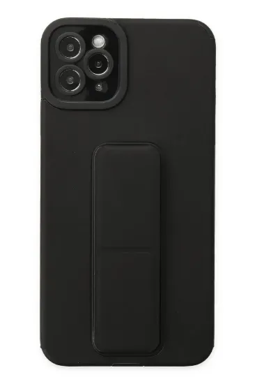 Newface iPhone 11 Pro Max Kılıf Mega Standlı Silikon - Siyah resmi