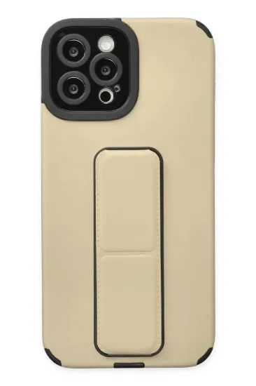 Newface iPhone 12 Pro Max Kılıf Mega Standlı Silikon - Gold resmi