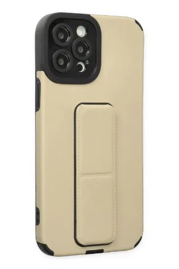 Newface iPhone 12 Pro Max Kılıf Mega Standlı Silikon - Gold resmi