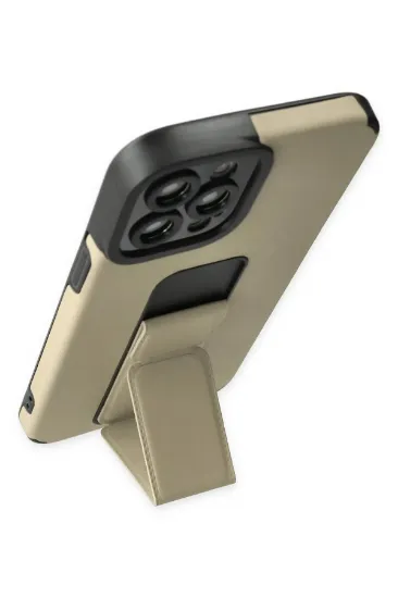 Newface iPhone 12 Pro Max Kılıf Mega Standlı Silikon - Gold resmi