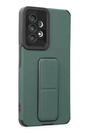 Newface Samsung Galaxy A53 5G Kılıf Mega Standlı Silikon - Yeşil resmi