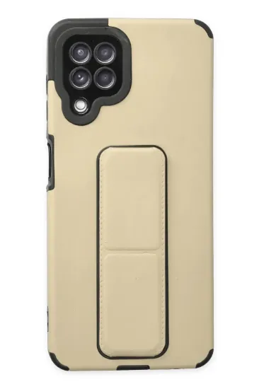 Newface Samsung Galaxy A22 Kılıf Mega Standlı Silikon - Gold resmi
