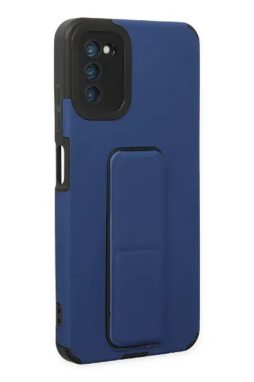 Newface Samsung Galaxy A03S Kılıf Mega Standlı Silikon - Mavi resmi