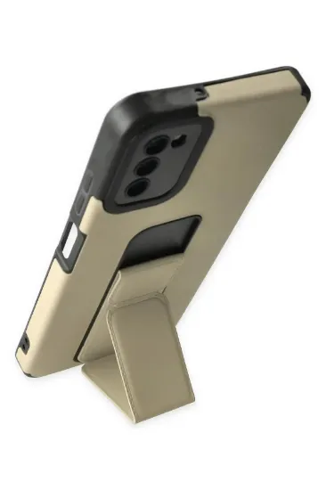Newface Samsung Galaxy A03S Kılıf Mega Standlı Silikon - Gold resmi