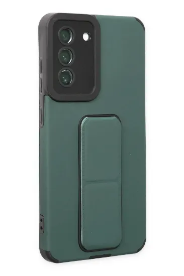 Newface Samsung Galaxy S21 FE Kılıf Mega Standlı Silikon - Yeşil resmi