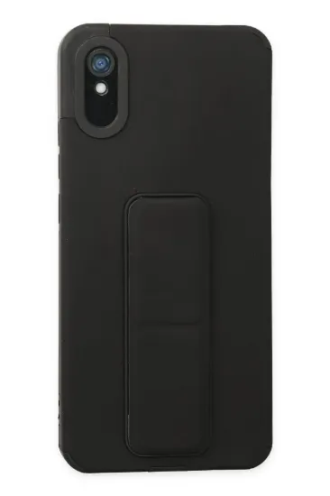 Newface Xiaomi Redmi 9A Kılıf Mega Standlı Silikon - Siyah resmi